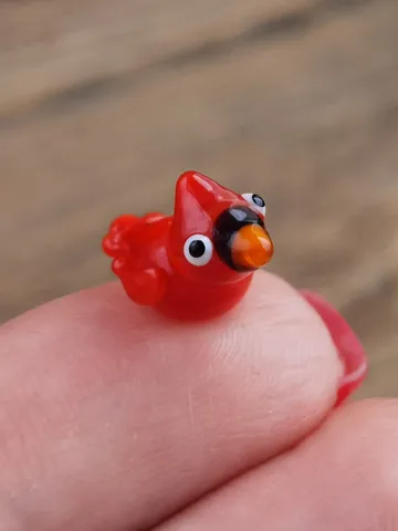 Glass figurines Red cardinal bird figurine Glass cardinal figurine Tiny cardinal Miniature cardinal Tiny glass animals Glass birds Dollhouse $14.23