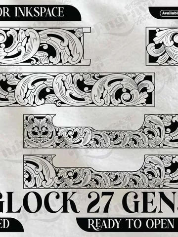 Glock27 Gen3 Scroll Design,lasercut,laserengraving,fiberlaser,engravingfiles,metalart $40.00