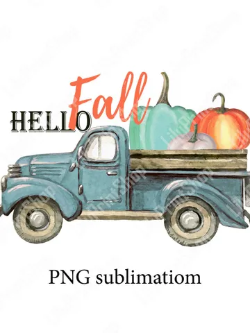 Pumpkins truck sublimation designs Hello fall clipart png overlay, Autumn digital Instant download $2.71