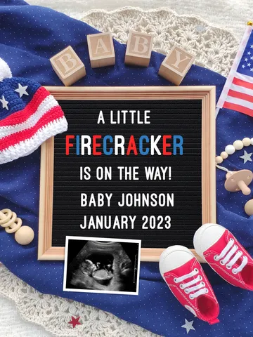 4th of July Pregnancy Announcement digital, 4th of July Baby Announcement, Firecracker is on the way, Editable Digital Template $7.00