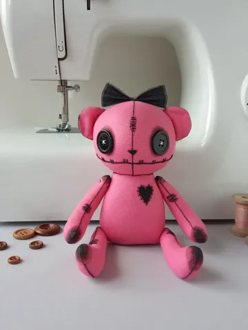 Handmade Bear Doll – Bright Pink $63.00