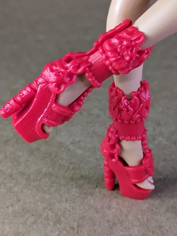 Red fire sandals with high heels for 10.5 inch female dolls (MH, EAH) $24.00