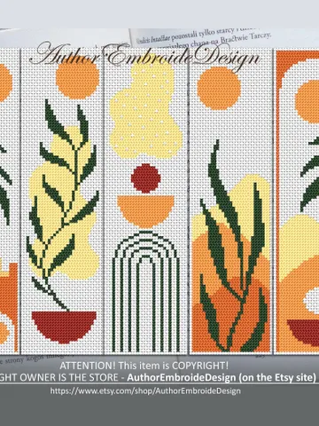 Boho bookmark set cross stitch pattern PDF download Bookmark pattern digital PDF, Modern boho style beginner stitch, Book lover gift #B286 $8.20