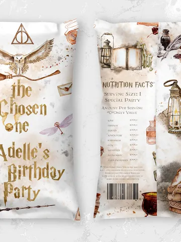Editable Chips Bag Label Birthday Party; Magic School 1st Birthday; Printable Chips Bag Potato Label; Magical Party Decoration; W7 $10.45