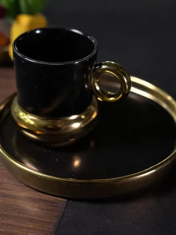 Black And Gold Luxury 12 Pieces Tea Cups And Saucers | Black and Gold Tea Cups | Elegant 12-Pieces Tea Cups $119.99