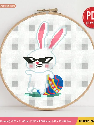 Easter Bunny Cross stitch pattern, contemporary, Happy Easter, beginner counted, modern chart, gift DIY, embroidery, instant PDF $4.74