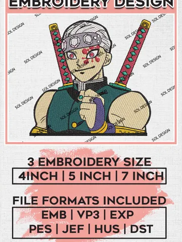 Tengen Uzui Embroidery Designs, Uzui Embroidery Files, Demon Slayer Machine Embroidery Pattern, Digital Download EMB_ANIME_134 $6.99