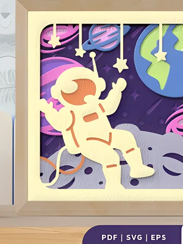 Astronaut 3D Shadow Box Paper Cut