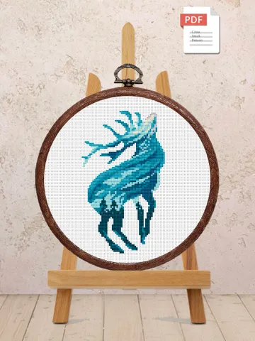 Deer Cross Stitch Pattern, Animal Cross Stitch, Embroidery Deer, Watercolor Deer Silhouette Cross Stitch, Modern Cross Stitch #anm021 $4.00