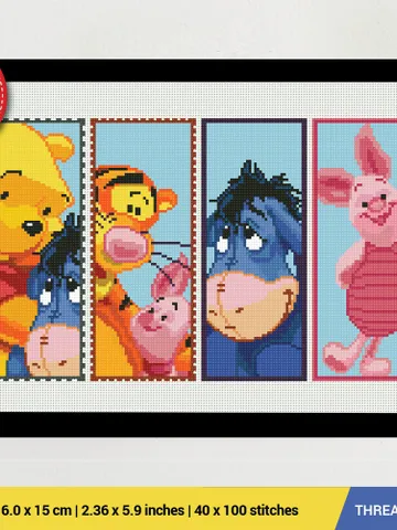 Winnie-the-Pooh 4 Bookmarks Set Cross stitch pattern | Embroidery Pattern | Instant Download | Embroidery Designs $8.60
