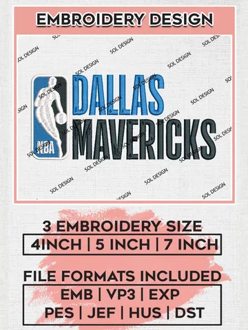 Dallas Mavericks Embroidery Design Files, NBA Embroidery Files, NBA Dallas Mavericks Machine Embroidery Design, Digital Download