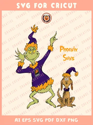 NBA Phoenix Suns x Grinch Svg Files, Grinch Svg Designs, NBA Phoenix Suns Team SVG for cricut, Basketball Team Svg Files for Cricut, Png, Dxf, Digital Download
