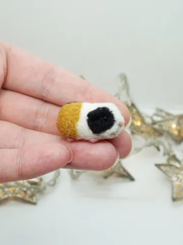 tiny needle felted guinea pig, tricolor guinea pig, miniature pet, made to order $25.00