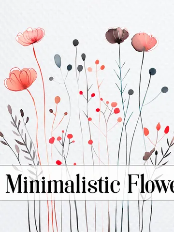 28 Minimalistic Flowers PNG Clipart, Watercolor Flowers sublimation print, Printable Wildflowers clipart, Paper craft, junk journals $2.64