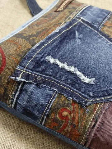 Comfortable denim crossbody bag, handmade eco-friendly jeans purse $65.00