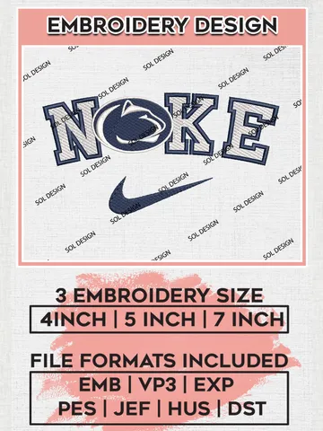 Nike Penn State Nittany Lions Machine Embroidery Design, NCAA Penn State Nittany Lions Embroidery Design Design files, NCAA Embroidery Designs, NCAA Machine Embroidery Designs, Digital Download $6.99