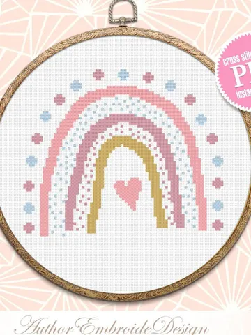 Boho rainbow cross stitch pattern PDF download Modern boho cross stitch chart, Simple rainbow pattern digital PDF, Nursery room decor #O3 $4.00