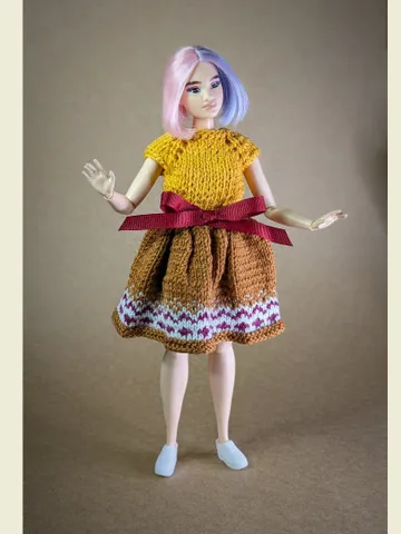 Handmade brown knitted dress for 1/6 scale fashion female dolls $21.00