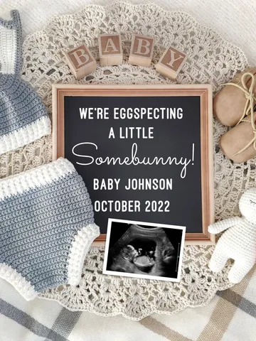 Easter Pregnancy Announcement Digital, Bunny Baby Announcement for Social Media, Editable Template $7.00