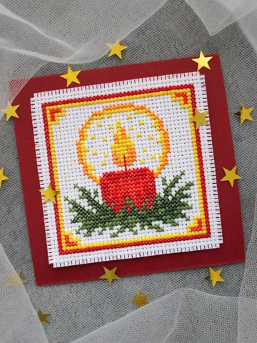 Cross stitch pattern Candle, easy chart PDF, holiday card idea $2.50