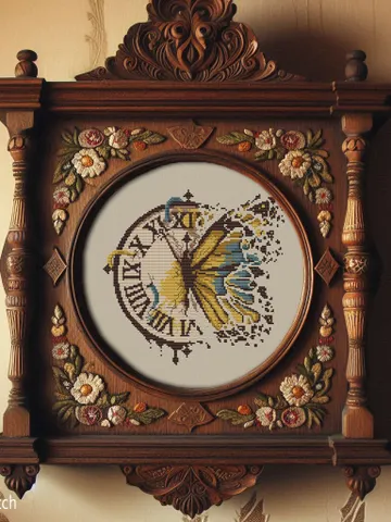 Clock with butterfly cross stitch pattern $5.00