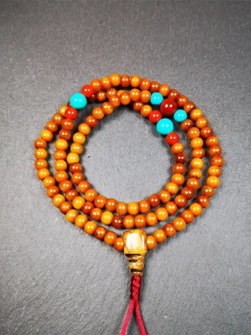 Gandhanra Old Tibetan 108 Yak Bone Mala,Small Size Prayer Beads Necklace,Rosary Beads for Meditation,Diameter 0.24", Circumference 24" $99.99