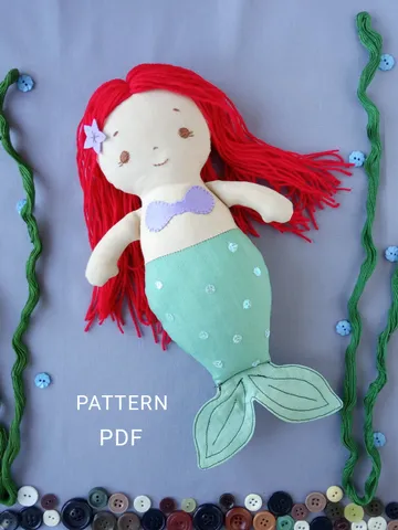 Mermaid Doll Sewing Pattern PDF (2 sizes) $6.90