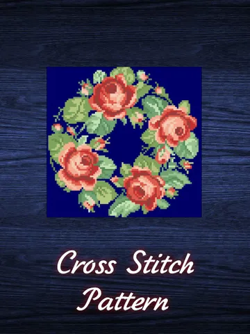 Antique Cross Stitch Pattern Flower Crown Digital Download PDF $5.50
