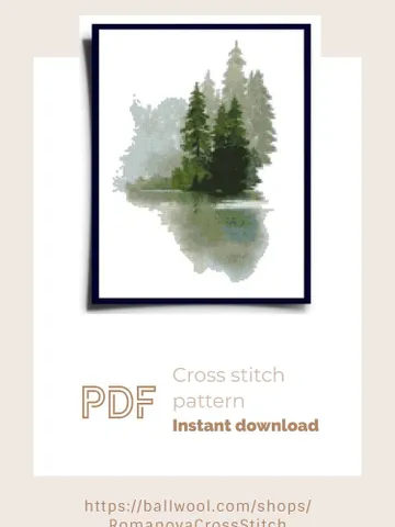 Green Forest cross stitch PDF pattern, Pine tree Nature embroidery, Instant download $8.00