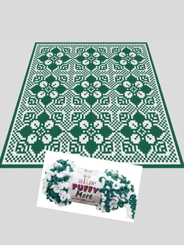 Loop yarn Finger knitted Summer Bloom blanket pattern