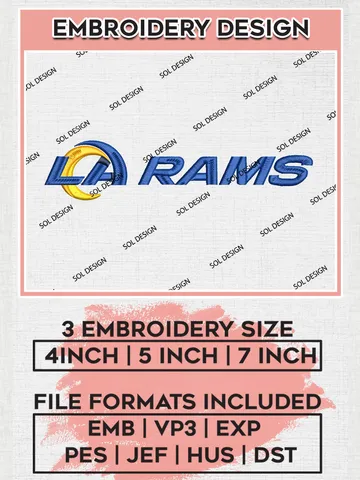Los Angeles Rams Wordmark Logo Embroidery Designs, NFL Rams, NFL Embroidery Designs, NFL Los Angeles Rams Machine Embroidery Design, Digital Download
