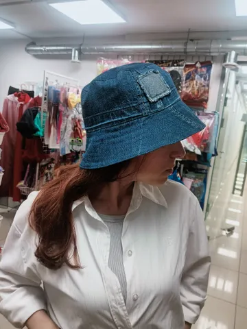Stylish two-sided denim panama hat. It has a cotton lining $35.00