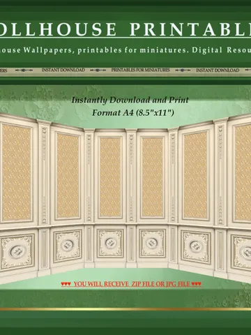 Wallpapers- Set 7-v3 | Printables for Dollhouses and Unique Miniature Projects | Digital Downloads | in Scale 1/12th $8.00