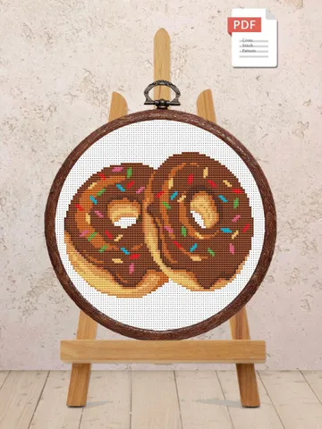 Chocolate Donuts Cross Stitch Pattern, Kitchen Cross Stitch, Embroidery Donut, Dessert Cross Stitch Pattern, Modern Cross Stitch #kt018 $4.00