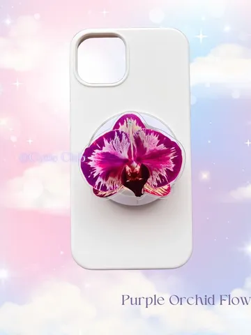 Purple Orchid Flower Phone Grip, Elegant Floral Phone Grip, Phone Accessory, Flower Popsocket