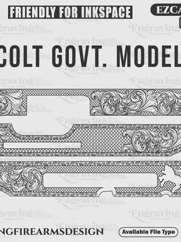 Colt Govt. Model Scrolling Design SVG,lasercut,laserengraving,fiberlaser,engravingfiles,laserpattern,engravingdesign,engravingpattern $59.99