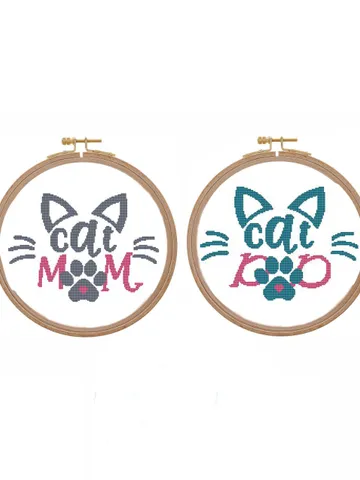 Cat mom cross stitch pattern cat dad Simple mothers day cross stitch pattern fathers day Xstitch Easy beginner pattern PDF Cat cross stitch $4.40