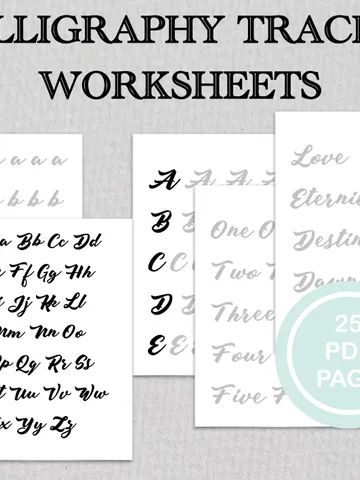 Calligraphy Practice Sheets, brush lettering, modern calligraphy $5.66