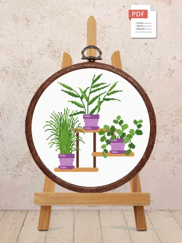 Potted Flowers Cross Stitch Pattern, Flower Cross Stitch Pattern, Embroidery Potted Flowers, Flowers xStitch, Potted Flowers xStitch #flw016 $4.00