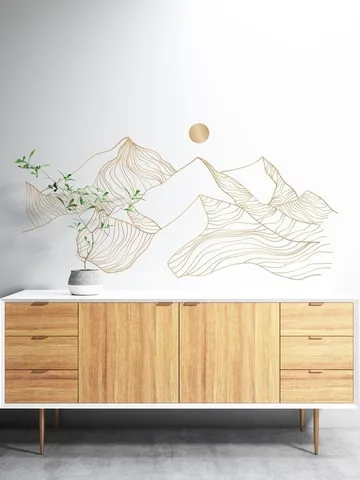 Mountain Wall Decal - Outline Mountains Wall Decal h237 $38.99