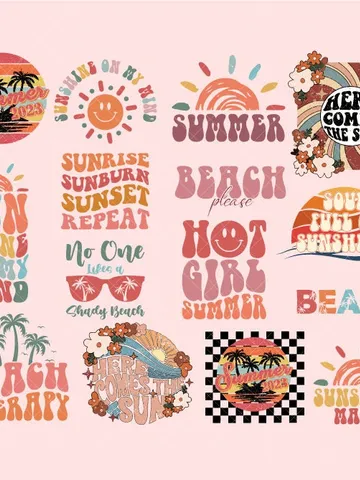 Retro Summer PNG Bundle, Beach Sublimation, Groovy Summer Png, Retro Beach Png, Vacation Png, Hello Summer Png,Summer Vibes,Boho Sublimation $5.94