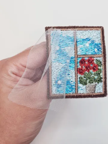 Machine embroidery design for art therapy: Brooch "Window with a flower" $8.08