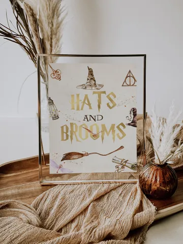 HATS AND BROOMS; Wizard Baby Shower; Magic School Baby Shower template; Instant Download; wh1 $7.55