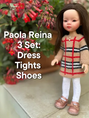 Paola Reina Doll 3 ITEMS Set: Exclusive Handmade Outfit - Dress, Tights, Shoes $67.27