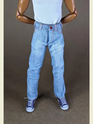 Classic bleached jeans for 12-inch fashion male doll $48.00