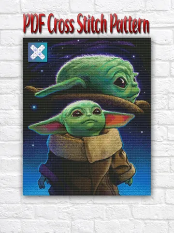 Baby Yoda Cross Stitch Pattern / Star Wars Cross Stitch Pattern / Darth Vader Embroidery Pattern / Digital Instant Chart $5.00