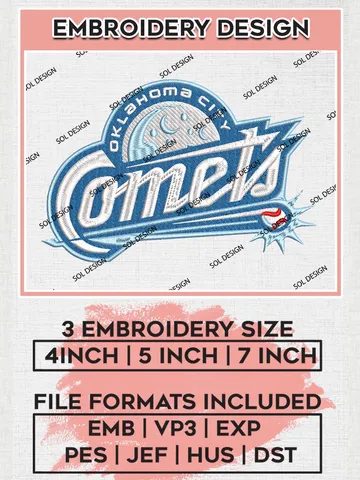 MiLB Oklahoma City Comets Embroidery Design Files, MiLB Oklahoma City Comets Logo, Minor League Baseball Logo Embroidery Designs, MiLB embroidery designs, Machine embroidery designs, Digital Download $6.99