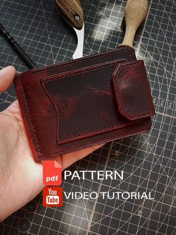 PDF Large wallet pattern with money clip - Leather wallet pattern - Download PDF $5.20