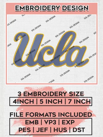 UCLA Bruins Logo Machine Embroidery Design, NCAA UCLA Bruins Embroidery Design Design files, NCAA Embroidery Designs, NCAA Machine Embroidery Designs, Digital Download $6.99