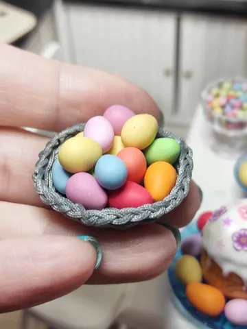 Easter, Easter decor, Easter decor for dolls, dollhouse decor, miniatures, Easter eggs, mini food, realistic miniature $17.00